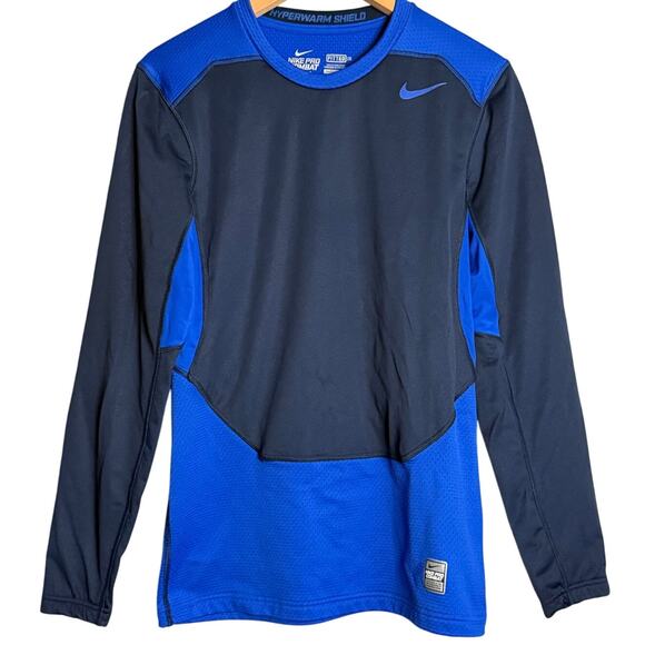 Nike Pro Combat Dri-FIT “Blue Shield” Long Sleeve Fitted Shirt Men’s S - Picture 2 of 7